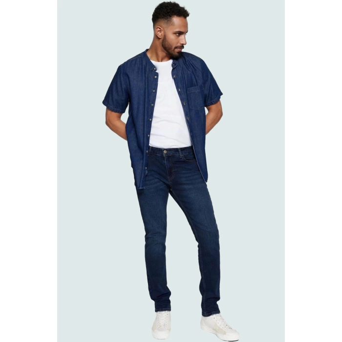 Erkek Denim Pantolon Esnek Slim Fit Dar Paça Casual Stil Günlük Kullanım Dayanıklı Malzeme