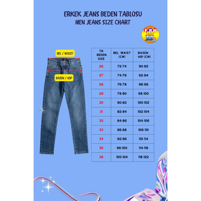 Erkek Denim Pantolon Pamuk Regular Fit Boru Paça Casual Günlük Kullanım Yaz Aylarının Vazgeçilmezi