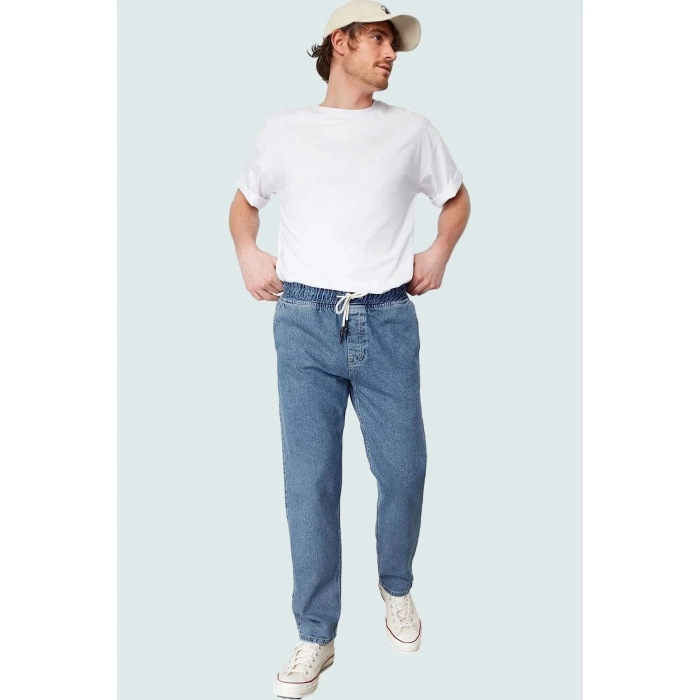 Erkek Denim Pantolon Regular Fit Bol Paça Pamuk Günlük Stil Hafta Sonu Yaz Aylarının Vazgeçilmezi