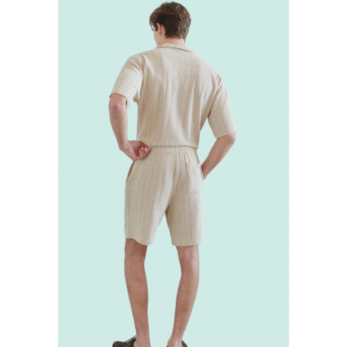 Erkek Dokulu Şort Normal Bel Straight Siluet Rahat Yaz Şortu Günlük Kullanım Modern Tasarım