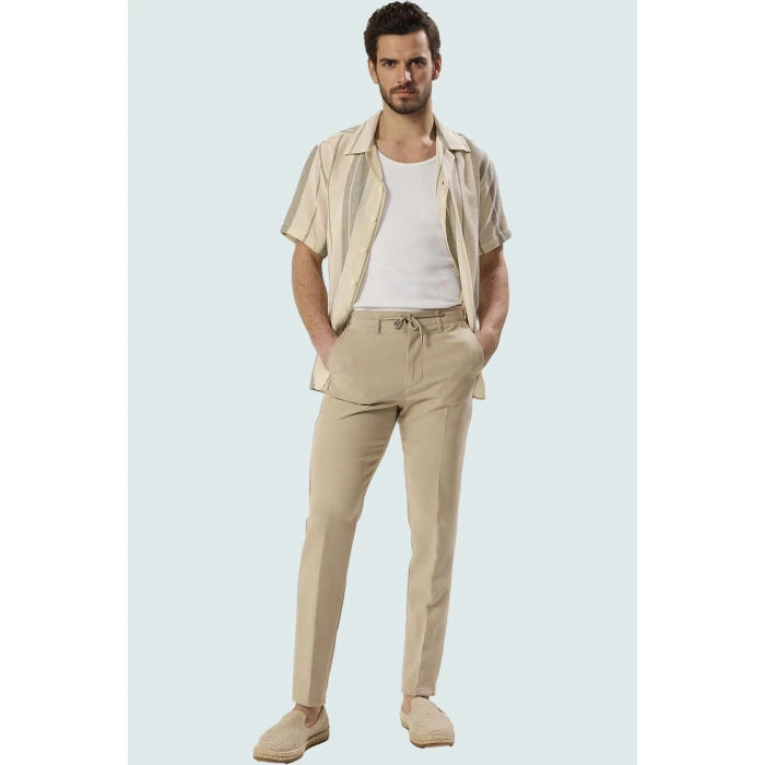 Erkek Dokuma Pantolon Boru Paça Slim Fit Günlük Kullanım İçin Hafta Sonu Dayanıklı Malzeme