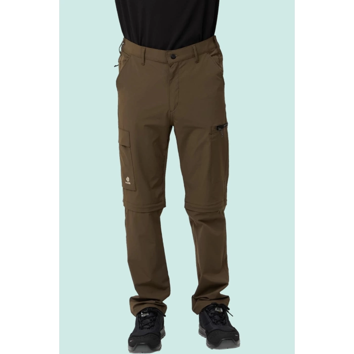 Erkek Düz Kaki Rüzgar Geçirmez Trekking Pantolonu Erciyes Outdoor Pantolon Dönüştürülebilir