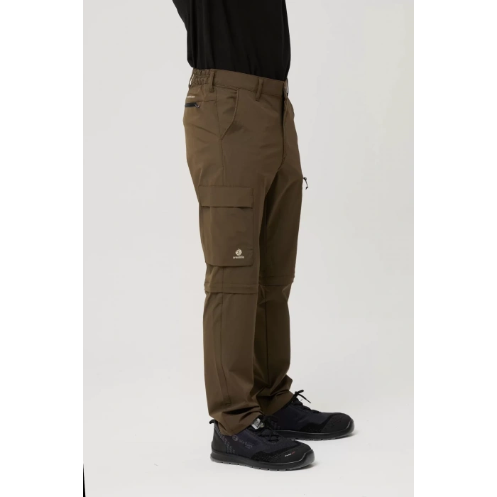Erkek Düz Kaki Rüzgar Geçirmez Trekking Pantolonu Erciyes Outdoor Pantolon Dönüştürülebilir