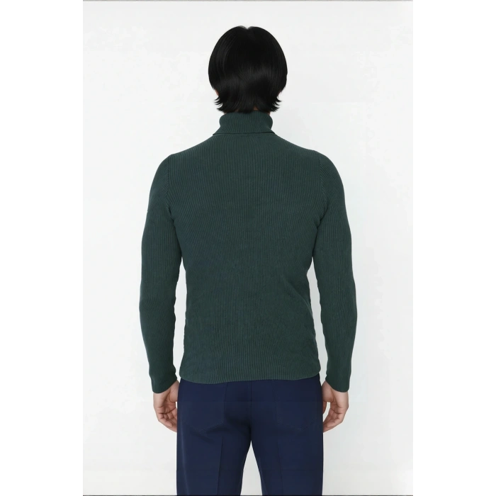 Erkek Fitted Balıkçı Yaka Fitilli Pamuklu Kışlık Kazak Soğuk Havalarda Tarz Sahibi Görünüm Sağlar