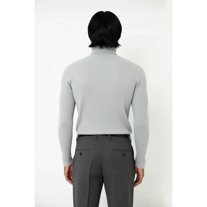 Erkek Fitted Balıkçı Yaka Fitilli Pamuklu Kışlık Kazak Soğuk Havalarda Tarz Sahibi Görünüm Sağlar