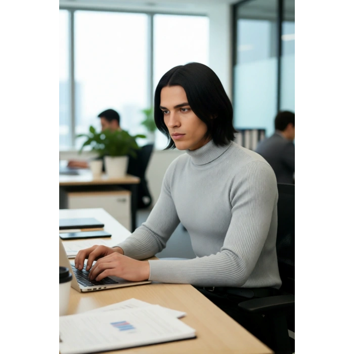 Erkek Fitted Balıkçı Yaka Fitilli Pamuklu Kışlık Kazak Soğuk Havalarda Tarz Sahibi Görünüm Sağlar