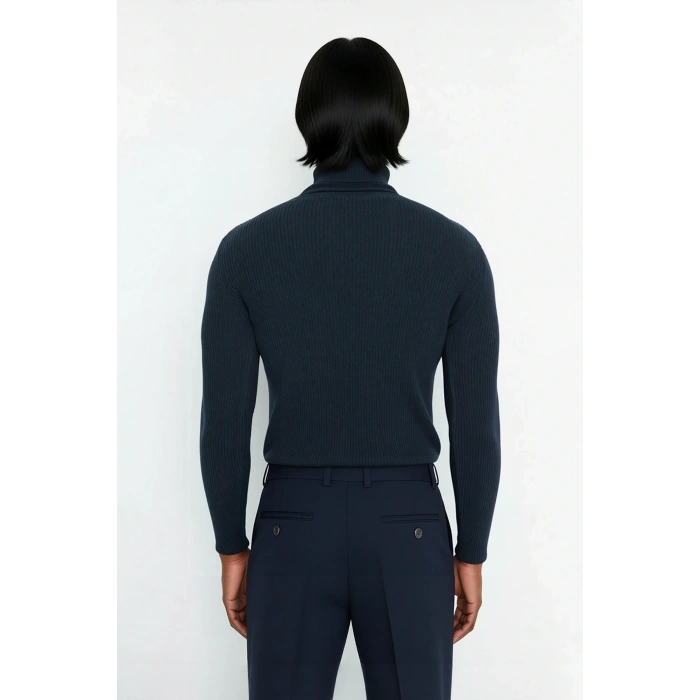 Erkek Fitted Balıkçı Yaka Fitilli Triko Kazak Kış Günleri İçin İdeal Şıklığı ve Konforu Sunar