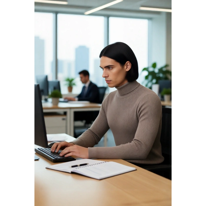 Erkek Fitted Balıkçı Yaka Fitilli Uzun Kollu Kazak Günlük Şıklığı ve Kış Konforunu Birleştirir