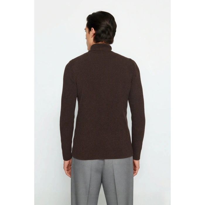 Erkek Fitted Balıkçı Yaka Fitilli Uzun Kollu Kazak Günlük Şıklığı ve Kış Konforunu Birleştirir