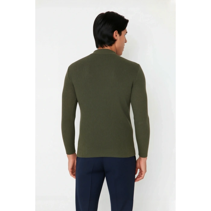 Erkek Fitted Dik Yaka Uzun Kol Triko Kazak Günlük Şıklık ve Konfor İçin İdeal Seçim Kaliteli