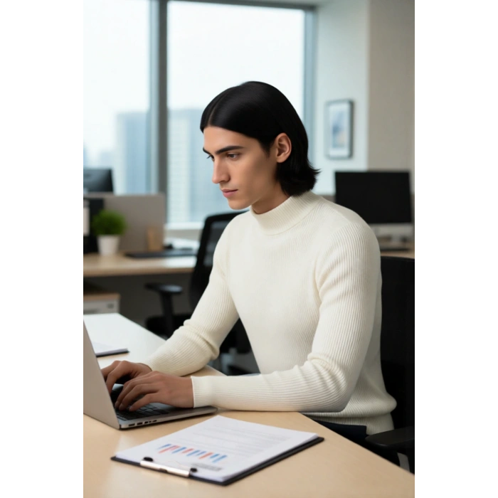 Erkek Fitted Dik Yaka Uzun Kol Triko Kazak Günlük Şıklık ve Konfor İçin İdeal Seçim Kaliteli