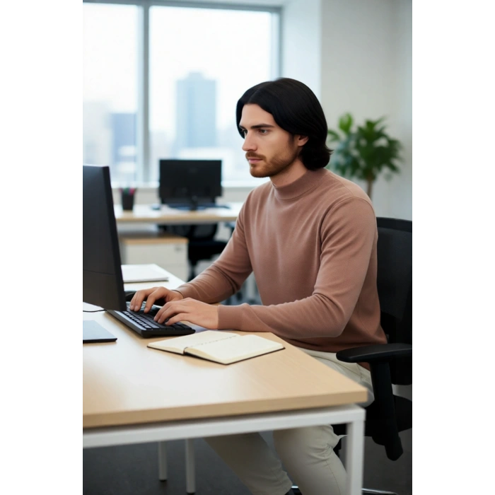 Erkek Fitted Kalıp Dik Yaka Pamuklu Akrilik Karışımı Uzun Kollu Triko Kazak Günlük Şıklık İçin İdeal