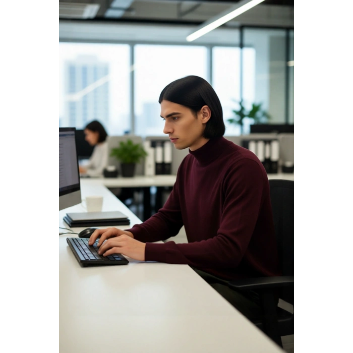 Erkek Fitted Kalıp Yarım Balıkçı Yaka Triko Kazak Kış Sezonu İçin Modern ve Şık Bir Seçim Kaliteli