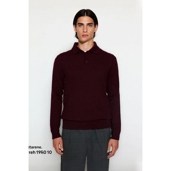 Erkek Fitted Kesim Polo Yaka Triko Kazak Uzun Kollu Smart Casual Tarzı Günlük Şıklık Sunar