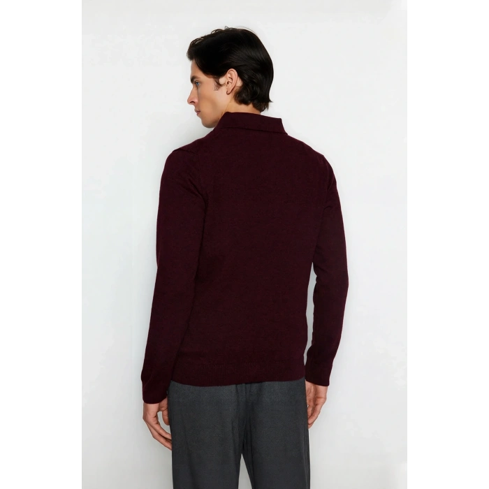 Erkek Fitted Kesim Polo Yaka Triko Kazak Uzun Kollu Smart Casual Tarzı Günlük Şıklık Sunar