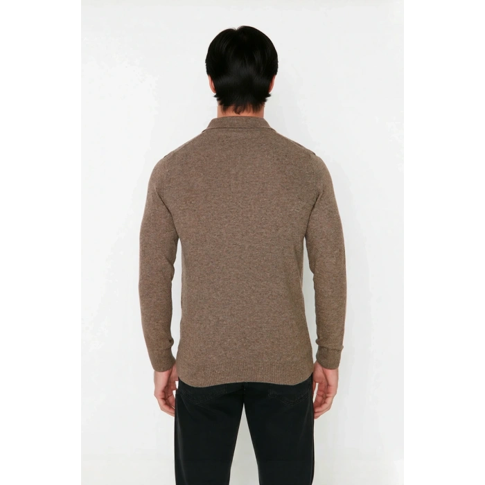 Erkek Fitted Kesim Polo Yaka Triko Kazak Uzun Kollu Smart Casual Tarzı Günlük Şıklık Sunar