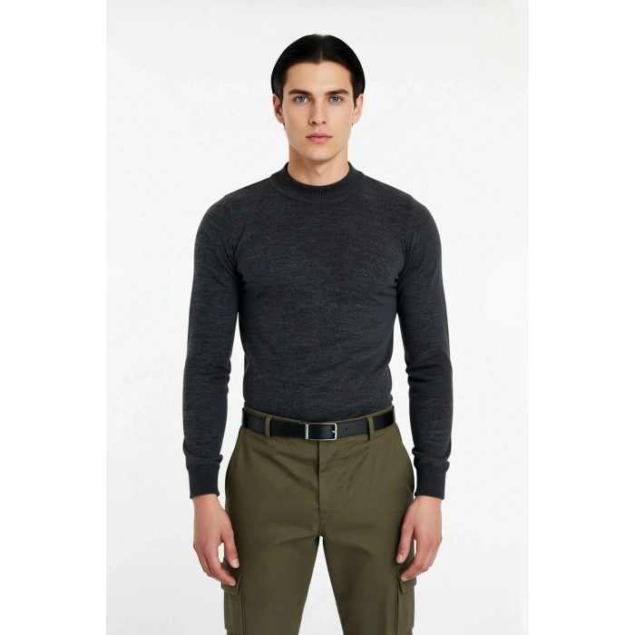 Erkek Fitted Yarım Balıkçı Yaka Triko Kazak Basic Koleksiyon Kış Stilinize Konforlu Bir Dokunuş