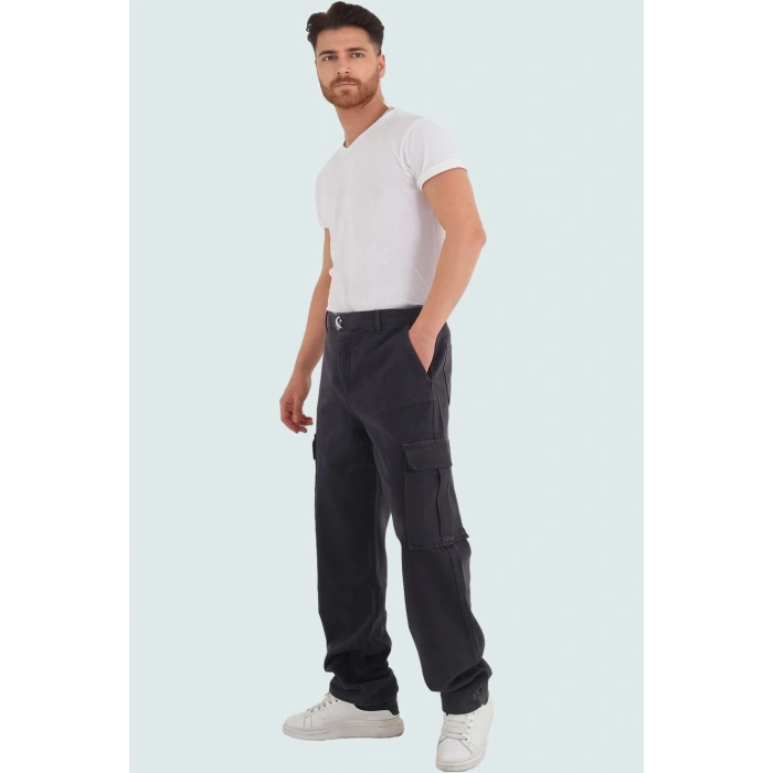 Erkek Gabardin Bol Kesim Kargo Pantolon Pamuklu Günlük Kullanım için Rahat Kaliteli Malzeme