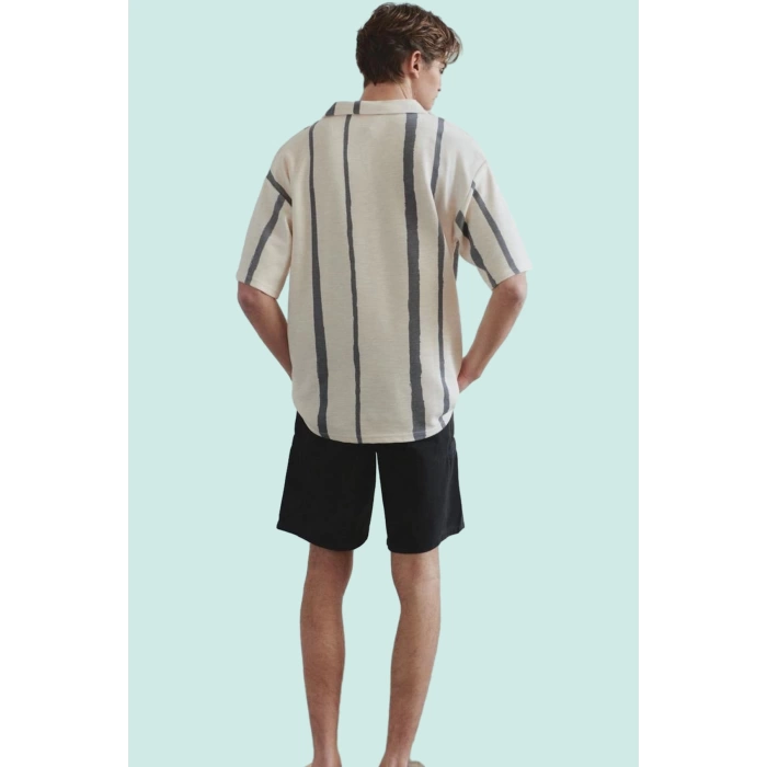 Erkek Gabardin Kapri Şort Yüksek Bel Straight Siluet Pamuklu Günlük Kullanım Modern Tasarım
