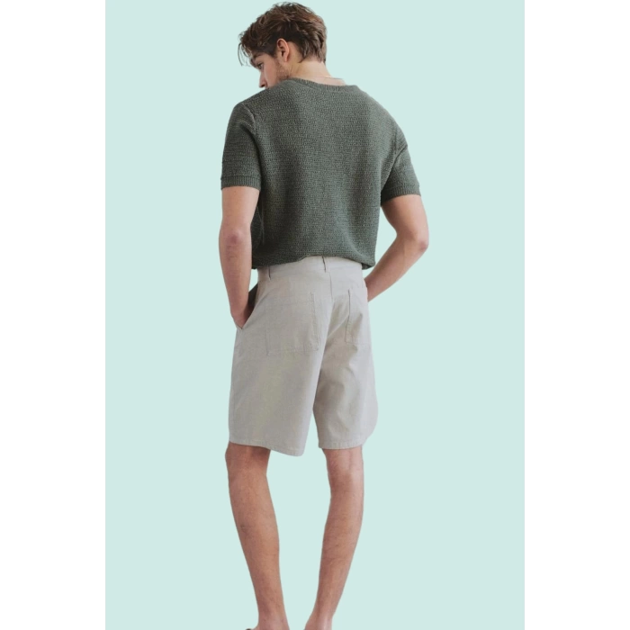 Erkek Gabardin Kemer Detaylı Oversize Şort Pamuklu Yaz Aylarının Vazgeçilmezi Günlük Kullanım