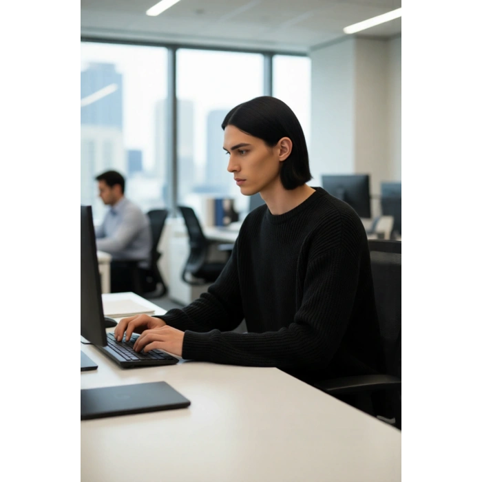 Erkek Geniş Kalıp Bisiklet Yaka Düz Baskısız Kalın Triko Kazak Kış Sezonu İçin İdeal Model