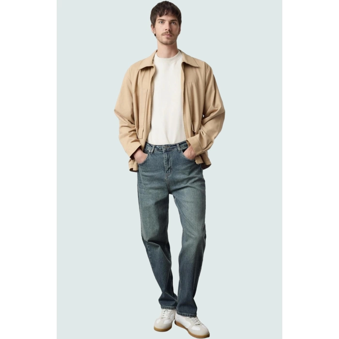 Erkek Geniş Paça Denim Kot Pantolon Casual Baggy Kalıp Günlük Kullanım Yaz Aylarının Vazgeçilmezi