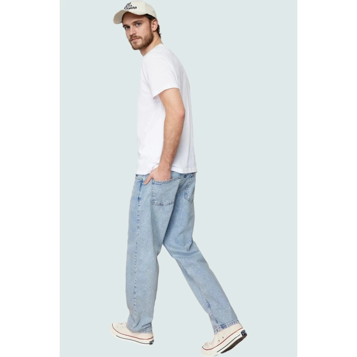 Erkek Geniş Paça Denim Kot Pantolon Casual Baggy Kalıp Günlük Kullanım Yaz Aylarının Vazgeçilmezi