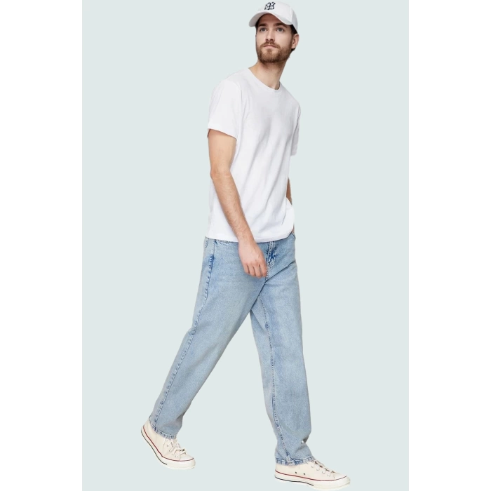Erkek Geniş Paça Denim Kot Pantolon Casual Baggy Kalıp Günlük Kullanım Yaz Aylarının Vazgeçilmezi