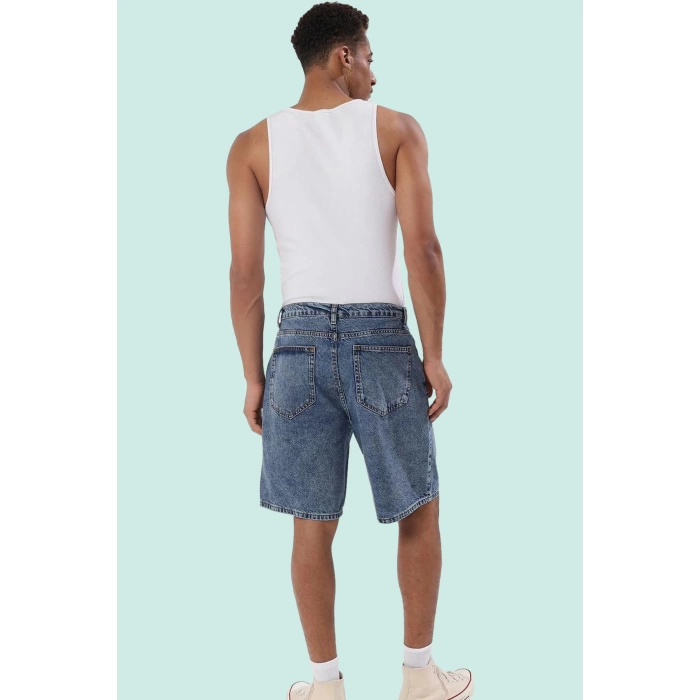 Erkek Geniş Paça Denim Şort Pamuk Fermuarlı Yaz için İdeal Günlük Kullanım Kaliteli Malzeme