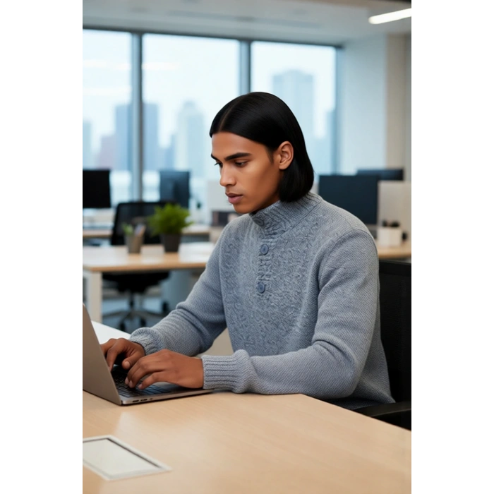 Erkek Gri Kalın Triko Düğmeli Dik Yaka Kazak Casual Ortamlar İçin Konforlu ve Şık Tasarım Kaliteli