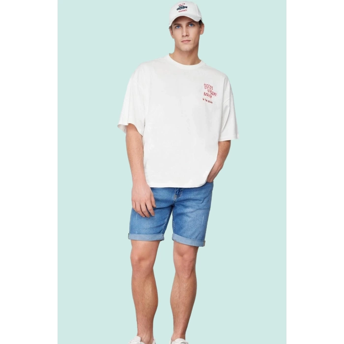 Erkek Günlük Kombinlere Uygun Denim Şort; Slim Fit Dar Paça Pamuk Yaz Aylarının Vazgeçilmezi