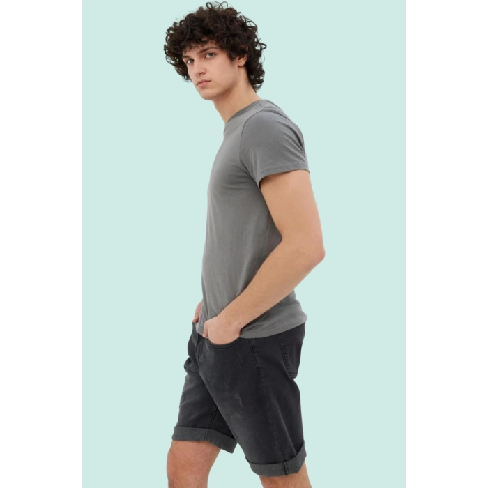 Erkek Günlük Kombinlere Uygun Denim Şort; Slim Fit Dar Paça Pamuk Yaz Aylarının Vazgeçilmezi