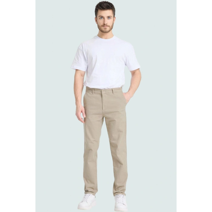 Erkek Günlük Kullanım İçin Straight Kalıp Chino Pantolon Esnek Gabardin Kumaş Modern Tasarım