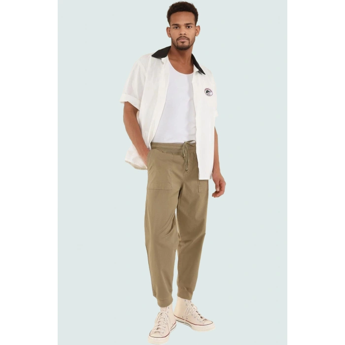 Erkek Jogger Pantolon Gabardin Kumaş Rahat Lastikli Paça Günlük Kombinler Kaliteli Malzeme