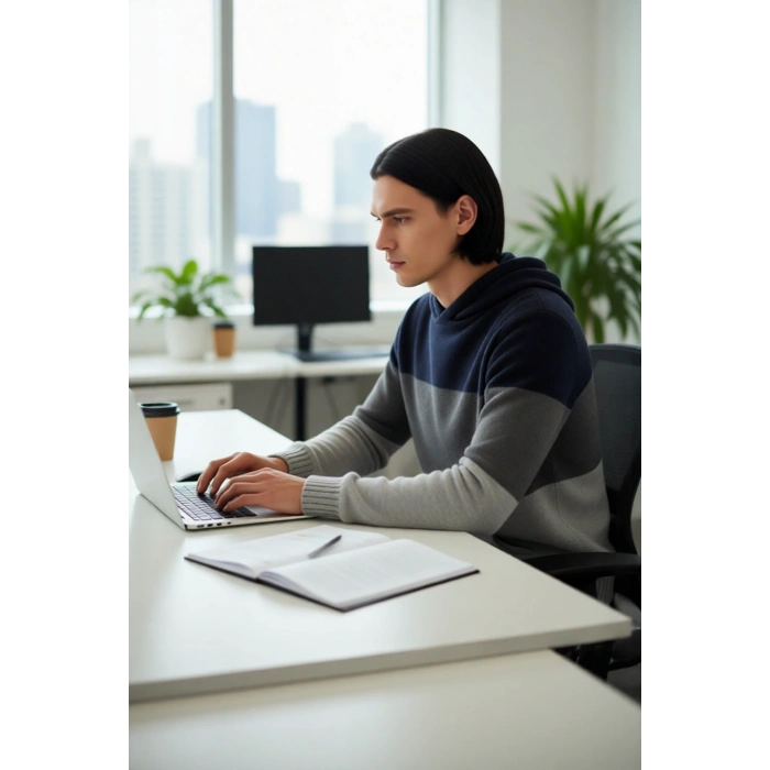 Erkek Kapüşonlu Regular Kalıp Renk Bloklu Triko Kazak Kanguru Cepli Uzun Kollu Kış Şıklığı