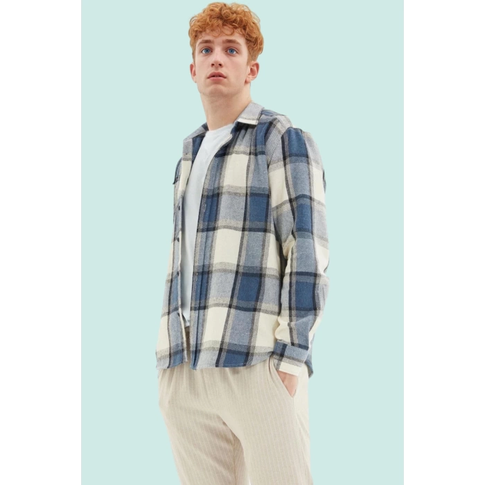 Erkek Kareli Flanel Gömlek Regular Fit Kışlık Casual Günlük Hafta Sonu Yaz Aylarının Vazgeçilmezi