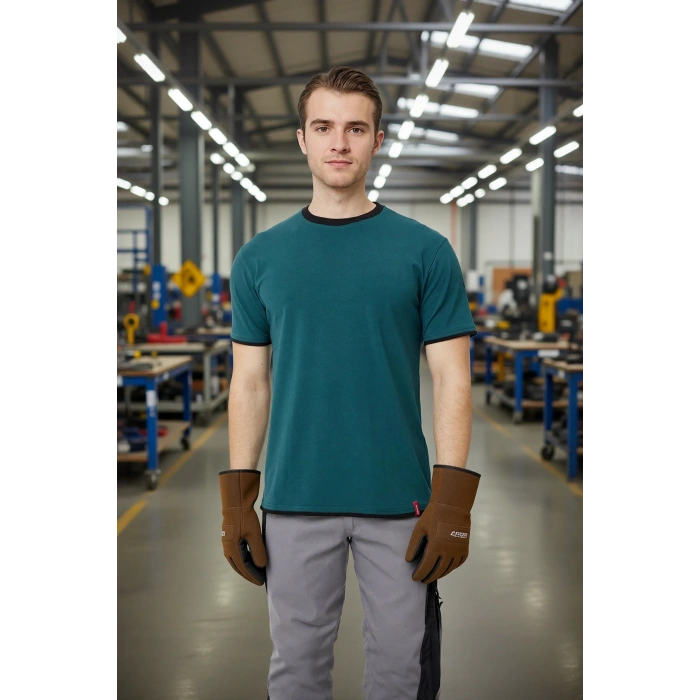 Erkek Khaki O Yaka Tshirt 92 Pamuk Morina shirt Nefes Alabilir Rahat Kesim