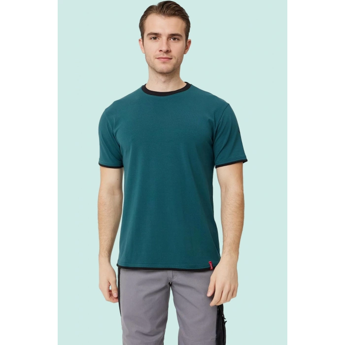 Erkek Khaki O Yaka Tshirt 92 Pamuk Morina shirt Nefes Alabilir Rahat Kesim