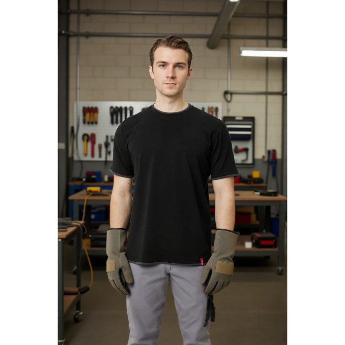 Erkek Khaki O Yaka Tshirt 92 Pamuk Morina shirt Nefes Alabilir Rahat Kesim