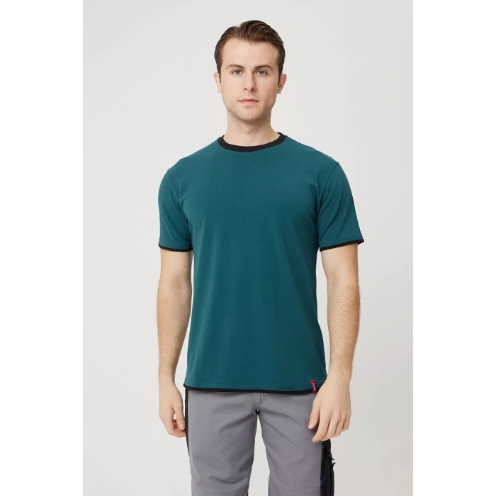 Erkek Khaki O Yaka Tshirt 92 Pamuk Morina shirt Nefes Alabilir Rahat Kesim