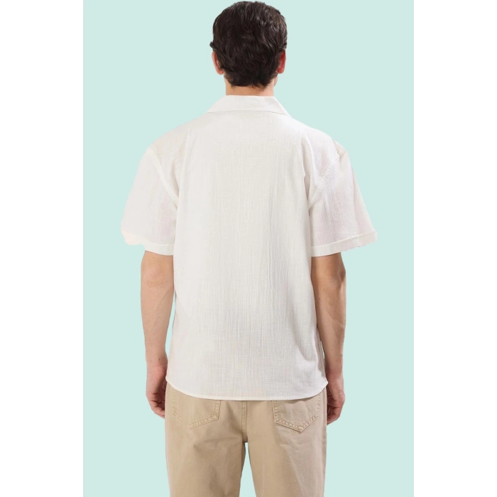 Erkek Kisa Kollu Basic Fit Pamuk Apaş Yaka Gömlek Rahat Günlük Stil Yaz Aylarının Vazgeçilmezi
