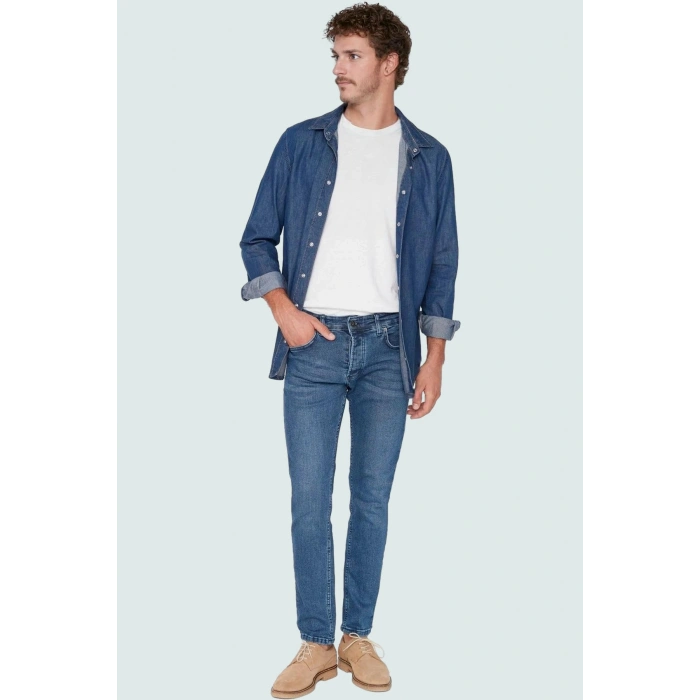 Erkek Koleksiyonu Pamuk Denim Pantolon Dar Kesim Günlük Stil Yaz Aylarının Vazgeçilmezi