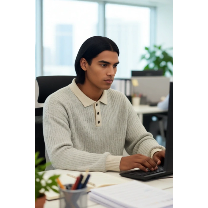 Erkek Konforlu Şık Dokulu Polo Yaka Uzun Kollu Akrilik Triko Kazak Soğuk Günlerin Vazgeçilmezi