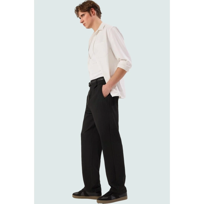 Erkek Modern Boru Paça Pantolon Casual Dokulu Gofre Kumaş Yaz Aylarının Vazgeçilmezi