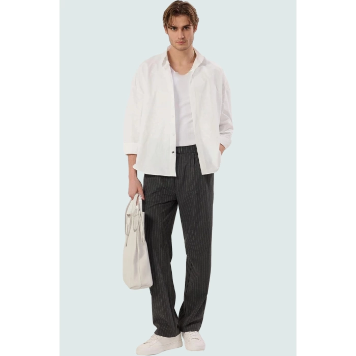 Erkek Modern Boru Paça Pantolon Polyester Viskoz Elastan Günlük Kullanım Dayanıklı Malzeme