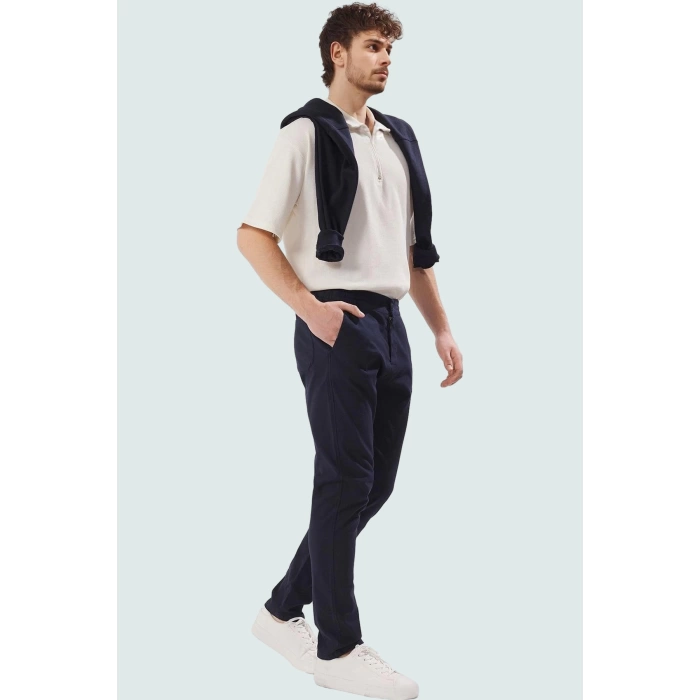 Erkek Modern Dokulu Pamuklu Pantolon Tüm Gün Boyu Konfor Günlük Kullanım Dayanıklı Malzeme
