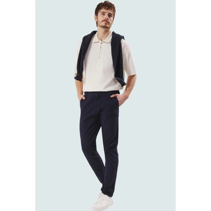 Erkek Modern Dokulu Pamuklu Pantolon Tüm Gün Boyu Konfor Günlük Kullanım Dayanıklı Malzeme