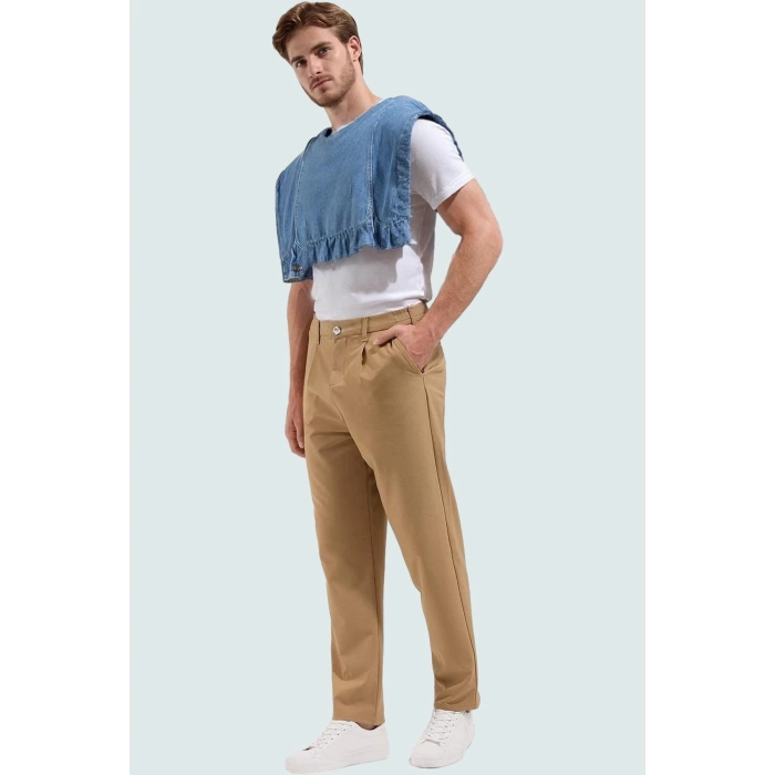 Erkek Modern Pantolon Geniş Paça Rahat Kalıp Sürdürülebilir Üretim Yaz Aylarının Vazgeçilmezi