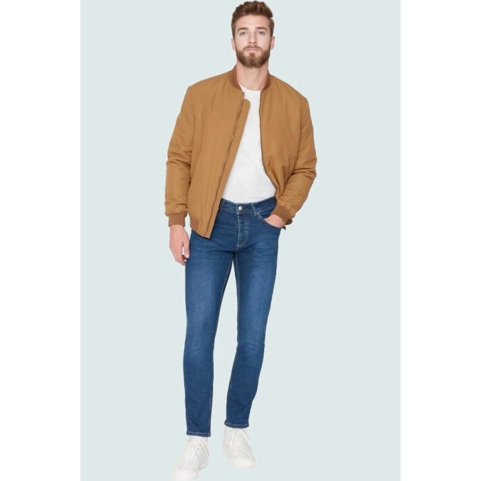 Erkek Modern Slim Fit Denim Kot Pantolon Dar Paça Esnek Kumaş Günlük Stil Kaliteli Malzeme