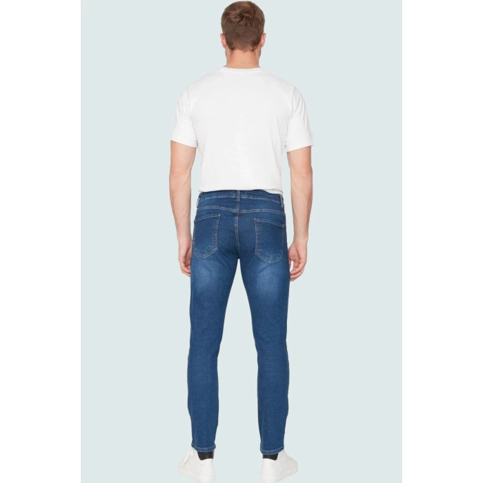 Erkek Modern Slim Fit Denim Kot Pantolon Dar Paça Esnek Kumaş Günlük Stil Kaliteli Malzeme